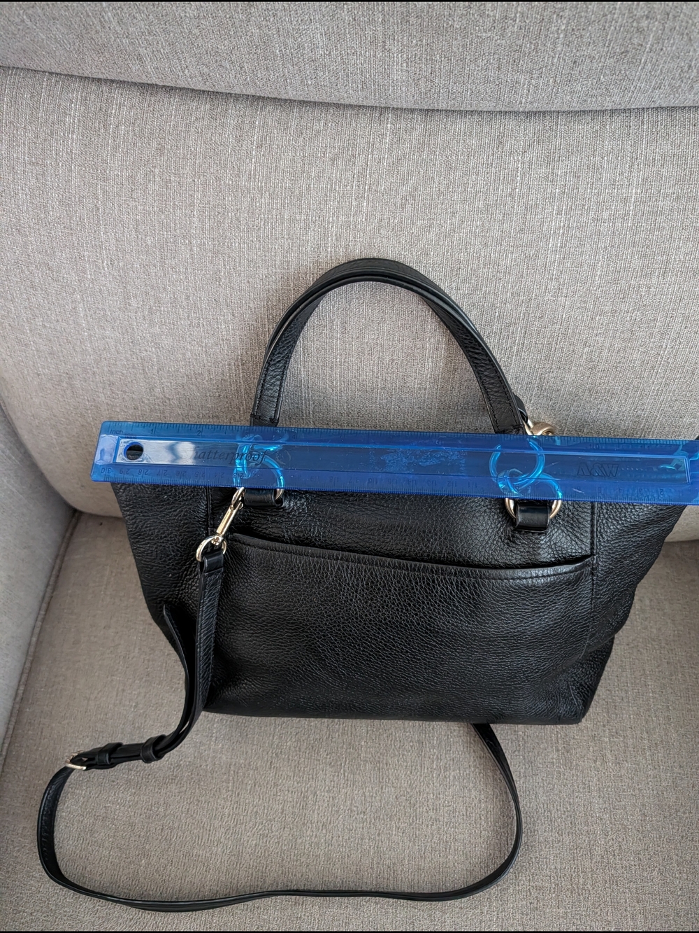 Coach Black Leather Tote with Gold Hardware - Picture 3 of 7